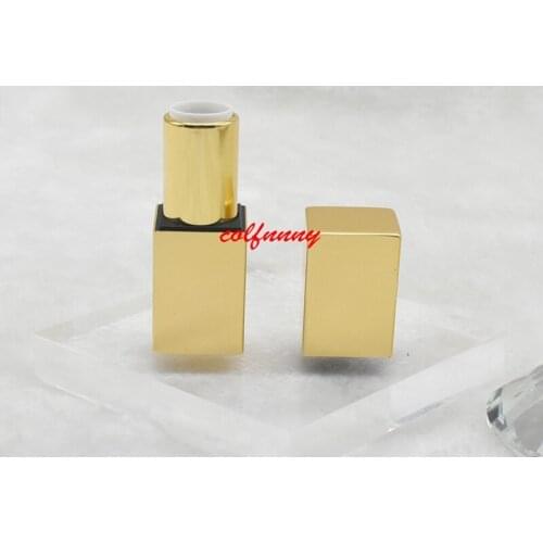 500pcs/lot Fast Shipping 12.1mm Empty lipstick tube elegant square DIY lip balm tube aluminum lipstick tube gold tube