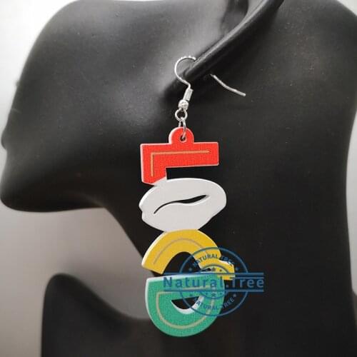 Free Shipping!!Printing Loc'd Wooden Earrings