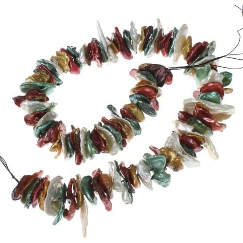 Biwa Cultured Freshwater Pearl Beads,New Year Gift, mixed colors, 12x2mm-30x6mm, Hole:Approx 0.8mm, Approx 16 Inch Strand