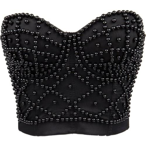 Sexy Waist Trainer Bra Corset Queen Women Gem Sequin Rivet Bra Crop Top Padded Body Shapewear Bustier Corset Nightclub