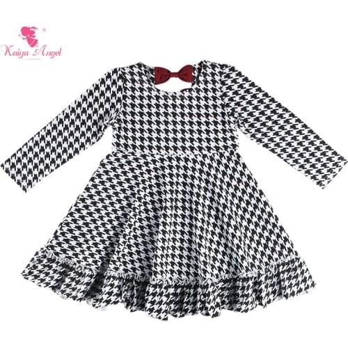 Kaiya Angel 2018 Boutique Girls Bow Dress Toddler Long Sleeve Autumn Winter Cotton Clothes Princess Holiday Party One Piece