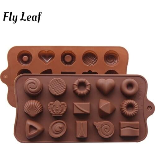 FlyLeaf DIY Chocolate Silicone Molds Classic Chocolate Candy Fondant Pudding Mould Cookie Cake Decoration Mold Baking Accessorie