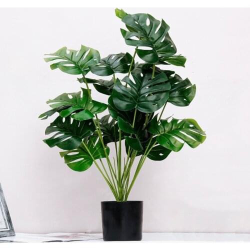 Artificial Plants Green Palm Leaves Monstera Home Garden Living Room Bedroom Balcony Decoration Tropical Plastic Fake Plant Long
