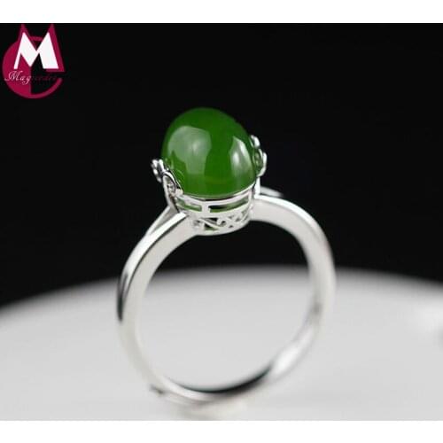 Ring For Women Natural Stone Oval Jasper Classic Hollow Design Adjustable Finger Accessories Real Sterling Silver 925 Jewelry