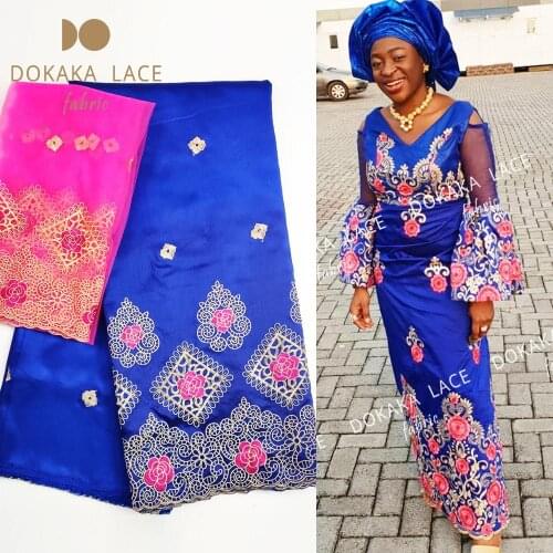 Royal Blue George Silk Lace Fabric 2K19 Prom Dresses Sewing Material Fabrics Embroidered Guipure Nigeria Women Bride George Lace