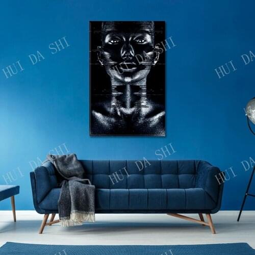 Woman in Black Creative Canvas Art, Woman Portrait Photo Canvas Print