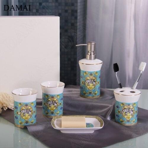 Creativity Pattaya Elements Bathroom Accessories Set Ceramic Nordic Modern Painted Elephant Five Piece Set Shower Accessories