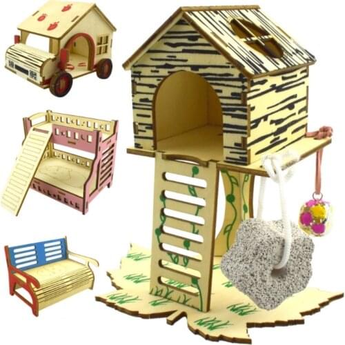 Pet Rat Hamster Villa Nest Sleeping Bed House Climbing Ladder DIY Assemble Nut
