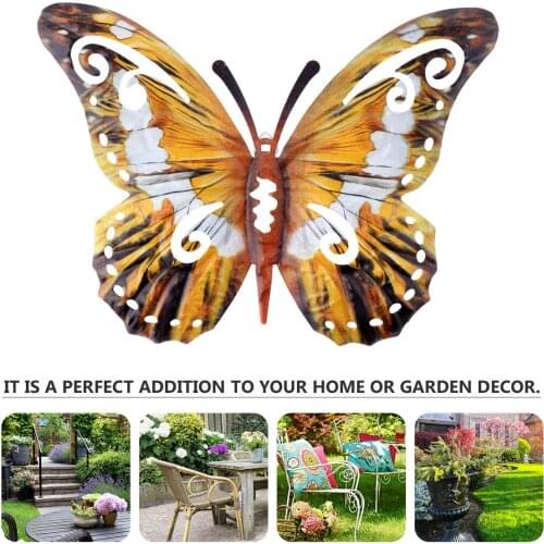 Metal Butterfly Wall Decor Outdoor Indoor Art Sculpture Hanging Decoration Wrought Iron Wall Hanging Ornament