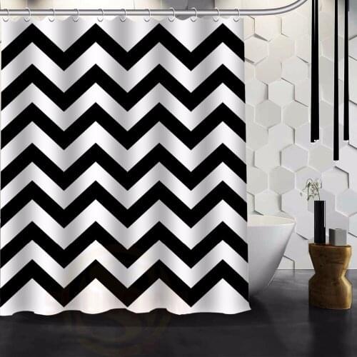 Fashion Zebra Stripe Black and white Bath curtain Shower curtains Polyester Waterproof Shower Curtain with plastic12 Hooks
