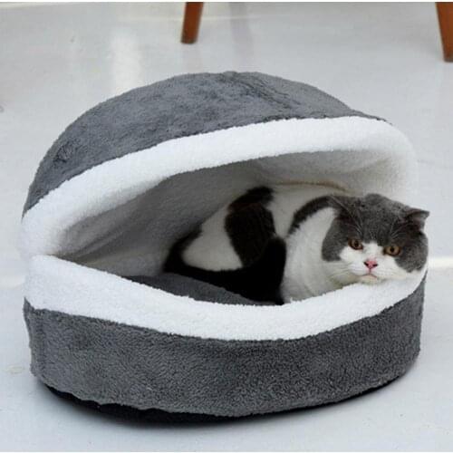 Soft Portable Washable Round Comfortable Pet Cute Hamburger Bed Kennel Winter Warm Sleeping Bag Puppy Cushion Mat Cat Waterproof