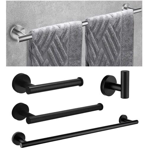 Bathroom Hardware Accessories Set 4-Pieces Stainless Steel Mattle Black 24 inch