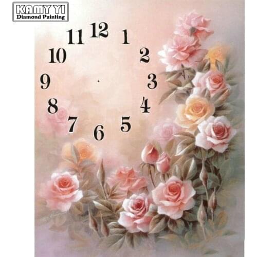 Full SquareRound Drill 5D DIY Diamond Painting Clock flower 3D Diamond Embroidery Cross Stitch Home Decor YY