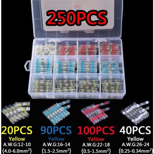 50/250 Pcs Electrical Wire Soldered Terminals Kit Sealed insulation waterproof Soldering heat shrink connectors sleeve terminals