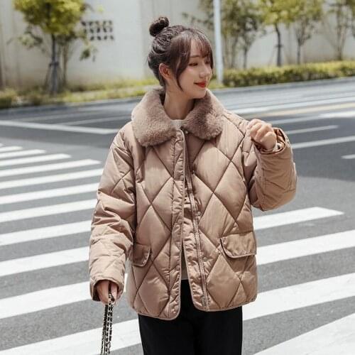 2021 New Winter Womens Short Short Short Short Short Short Small Waist Down Cotton Jacket Womens Korean Version Tooling Large