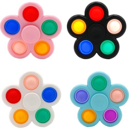 New Kids Adults Fingertip Spinner Push Bubble Key Chain Decompression Toy Silica Gel Simple Dimple Toy Spinner Fidget