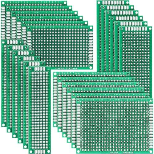 24 PCS Prototype Board 4 Sizes Double Side Prototyping Board PCB Universal Printed Circuit Board Proto Board for Arduino
