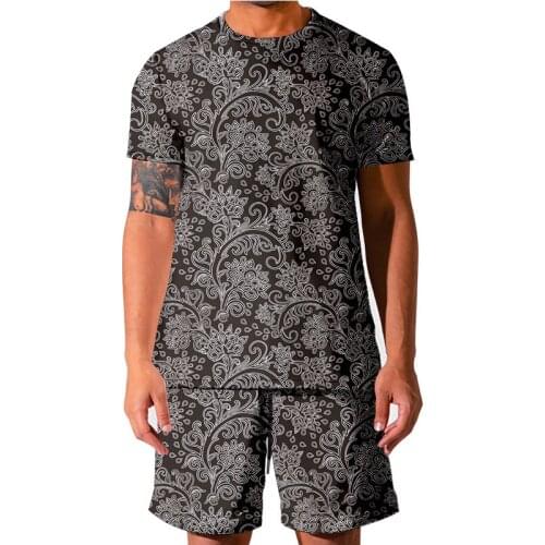 LCFA Casual Sportswear Luxury pattern Men Set Sporting Suits Short Sleeve Mens T-shirt Short Quick Drying 2 Piece Wholesale