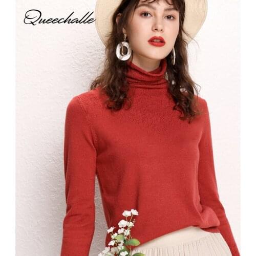 Casual Turtleneck Sweater Women Pullover Autumn Pile Collar Long Sleeve Loose Knit Sweater Female Jumpers Solid Basic Sweaters