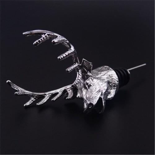 New Stainless Steel Deer Stag Head Wine Pourer Unique Wine Bottle Stoppers Wine Aerators Bar Tools with Box