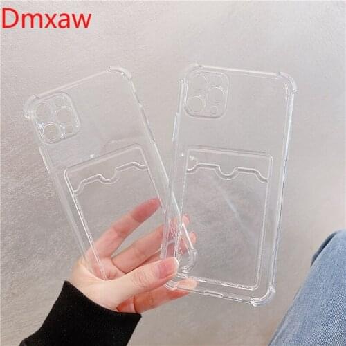 For Samsung Galaxy S21 S20 Ultra Plus FE S10 S9 S8 Plus S10 Lite Transparent Card Bag Case Bumper Four Corners Anti-fall Cover