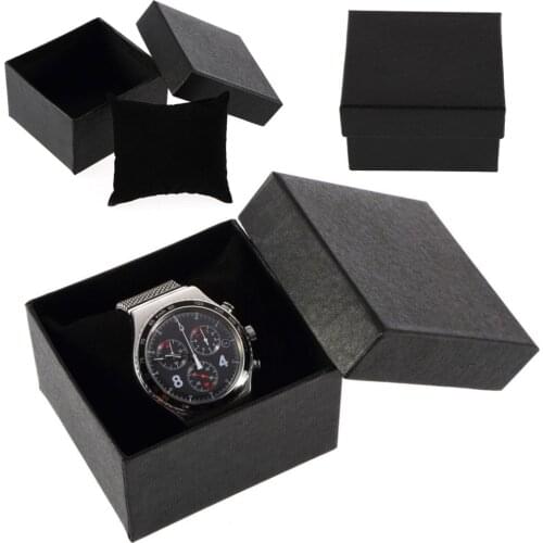 Luxury Watch Box Black Gift Case Storage Box Jewelry Wrist Watches Organizer with foam Pillow Cushion Display Organizer Gift Box