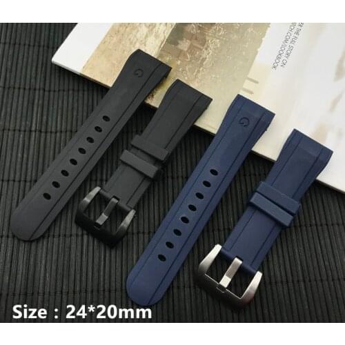 Luxury Blue Black 24mm*20mm at buckle Silicone Rubber watchband For Graham strap Racing Bent Watch band Bracelet buckle logo on