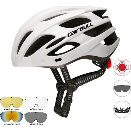 Cairbull Light Cycling Helmet With Removable Visor Goggles Bike Taillight Intergrally-molded Mountain Road MTB Helmets 226g