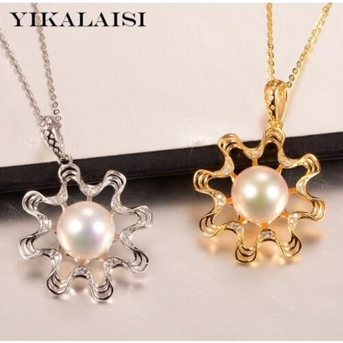 YIKALAISI 925 Sterling Silver Jewelry Pearl Pendants 2020 Fine Natural Oblate Pearl jewelry 10-11mm Pendants For Women wholesale