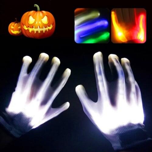 2pcs Funny LED Luminous Skeleton Gloves Light Finger Flashing Electric Gloves Stage Costume Halloween Party Cosplay Decorations