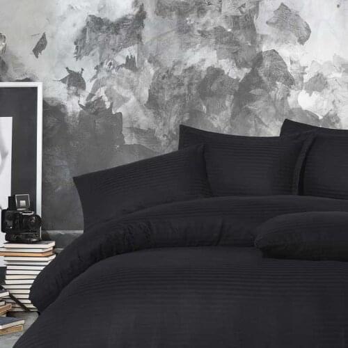 Jacquard Satin Black Duvet Cover Set