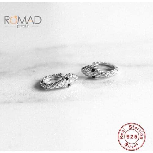 ROMAD Small Snake-shaped Silver Earrings For Women Punk Style Creative S925 Sterling Silver Earrings Fine Jewelry Bijoux Femme