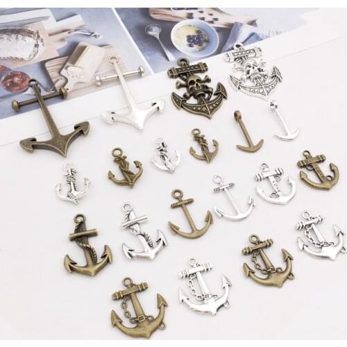 10Pcs Anchors Charms Pendants DIY Jewely Making Alloy Findings Accessory For Neacklaces Earrings