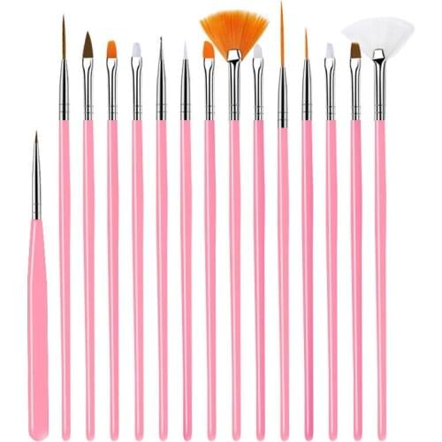 15Pcs Paint Brushes Set Nylon Hair Painting Brush Short Rod Oil Acrylic Brush Watercolor Pen Professional Art Supplies