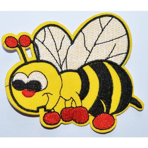Happy honey bee BUMBLE embroidered applique iron on patch ~ (Size is about 9.5 * 8 cm)