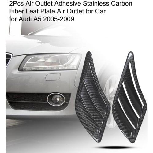 2Pcs Air Outlet Adhesive Stainless Carbon Fiber Leaf Plate Air Outlet for Audi A5 2005-2009 Car Accessories