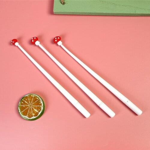 24PCS Creative Small Mushroom Silicone Cute Cartoon Soft Gel Pen Student Office Signature Pen Stationery
