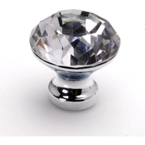 30mm Diamond Shape Crystal Glass Cupboard Pulls Drawer Knobs Kitchen Cabinet handles furniture handle hardware
