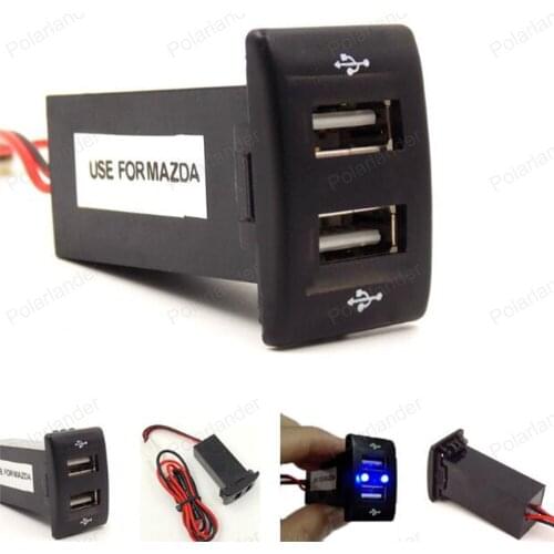 5V 2.1A Dual 2 USB interface adapter socket for Mazda Charging car cell phone Charger