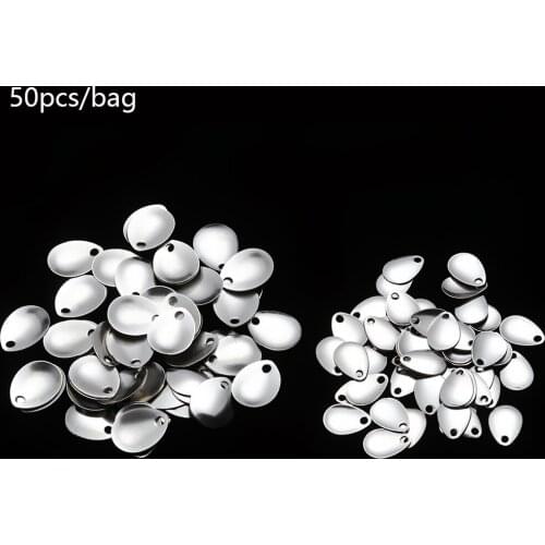 50Pcs Best Fishing Attractor Spinner Blades Smooth Nickel Spoons Plaice Lacquer coated Fishing Accessories