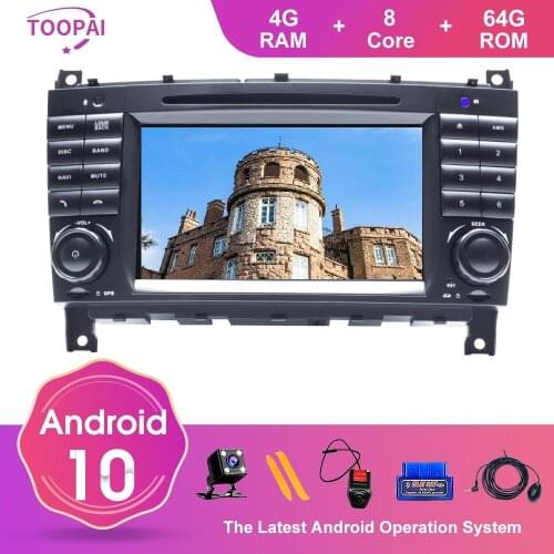 TOOPAI Android 10 For Mercedes Benz W203 CLK200 CLK22 C180 C200 CANBUS 2005-2011 Car Multimedia Player Auto Radio GPS Navigation