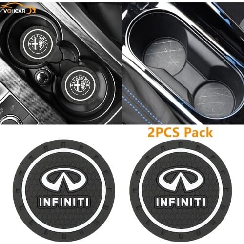 VEHICAR 2PCS Car Water Cup Anti-Slip Pad for INFINITI Scratch Proof Cup Holder Mat Auto Bottle Holder Silicone Mat
