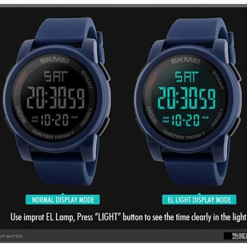 SKMEI 1257 LED Digital Alarm Mens Watches Multifunction Silicone Band Waterproof Sport Watches Men Clock Male Relogio Masculino