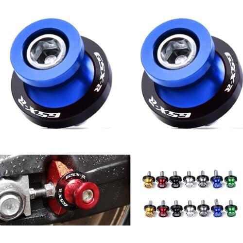 For Suzuki GSXR 1000 750 600 K1 K2 K3 K4 K5 K6 K7 K8 K9 Motorbike Swingarm Spools M8 Stand Screws CNC Aluminum With Logo