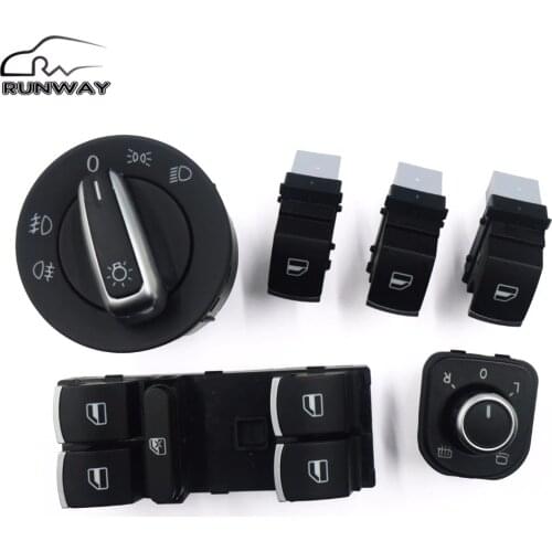 For Volkswagen VW Jetta Golf MK 5 6 Plus tiguan passat b6 B7 6PCS/SET Mirror Headlight Window Control Adjust Switch Button Knob