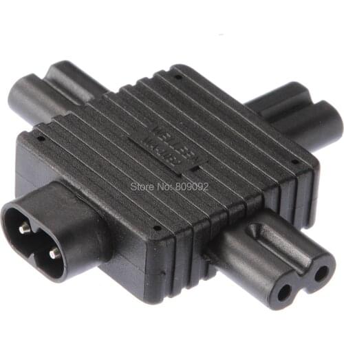 IEC320 Figure 8 C8 2-pin Male to 3x Female C7 Splitter Power Adapter Connecter 1 in 3 out for Laptop Printer Notebook