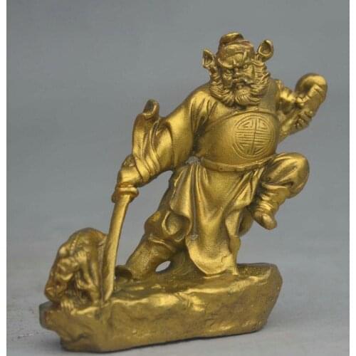 China Folk Myth Heavenly Brass ChungKuel ZhongKui Catcher ghost Statue Figurine