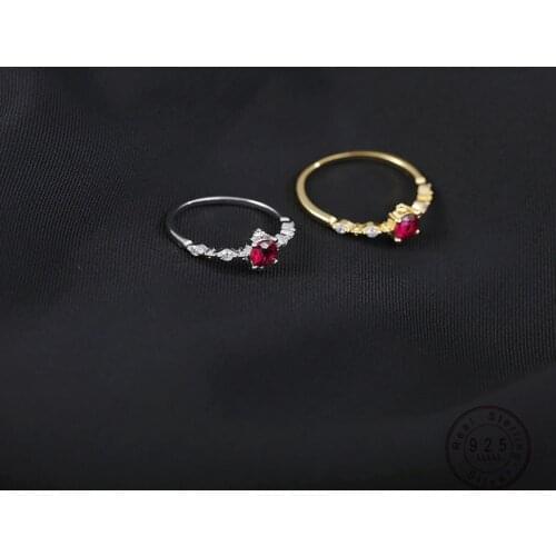 HI MAN 925 Sterling Silver Plated 14K Gold French Crystal Ring Women Fashion Exquisite Wedding Jewelry