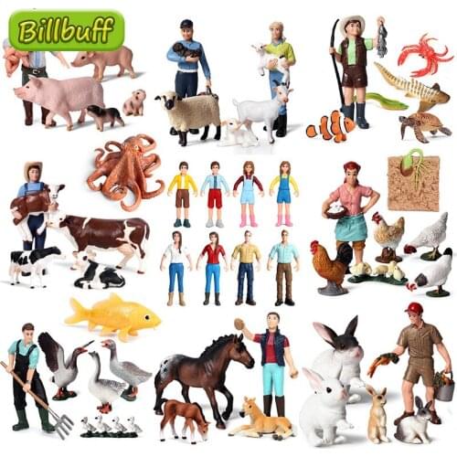 Hot Simulation Farm Figures Wild Animal Poultry Marine life Model Figures Collection Cognition Educational Toy for Children Gift