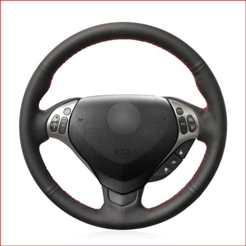 MEWANT Hand Sew Wrap Black Genuine Leather Steering Wheel Cover for Acura TL 2007 TL Type-s 2007 Parts